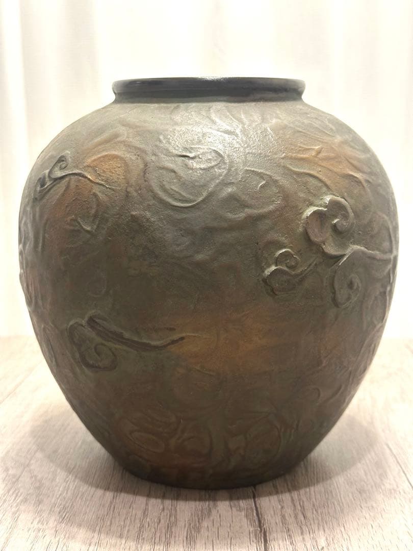 天女図 青銅壺 花瓶 インテリア 置物 ブロンズ 花器 高さ21cm