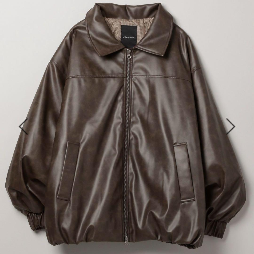 【JEANASiS】ヴィンテージレザーブルゾン ブラウン