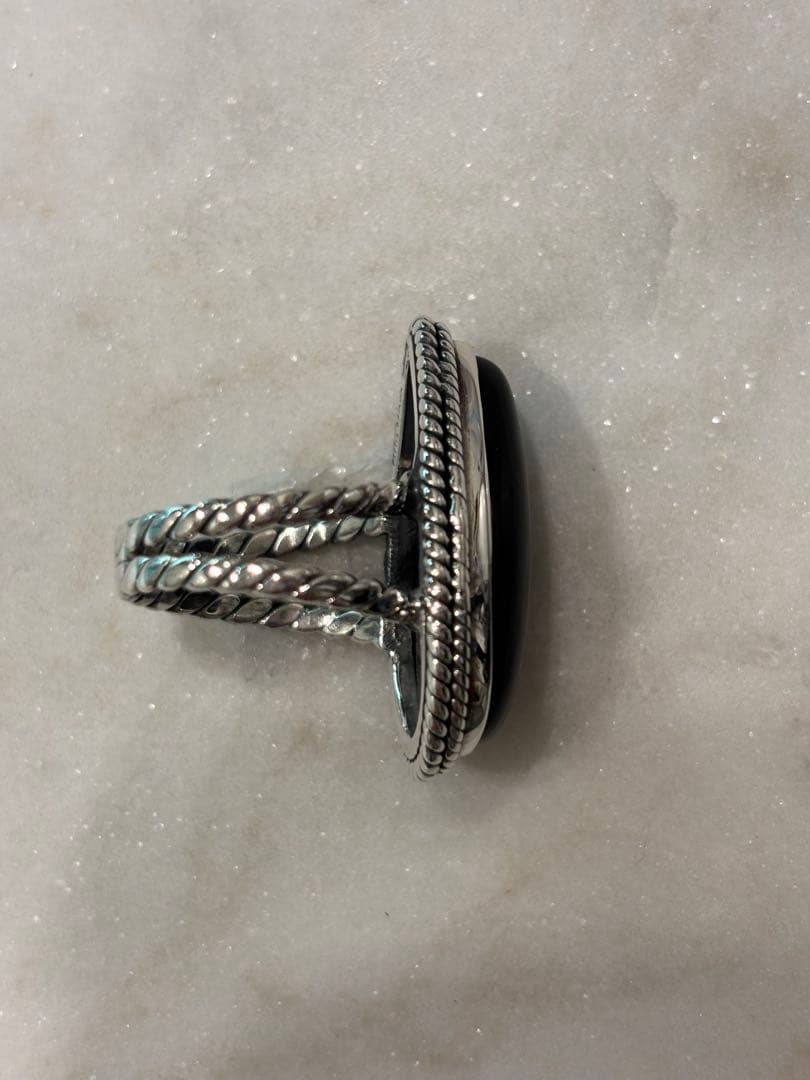 ビジュマム　オニキス　ペアシェイプシルバーリング11号新品