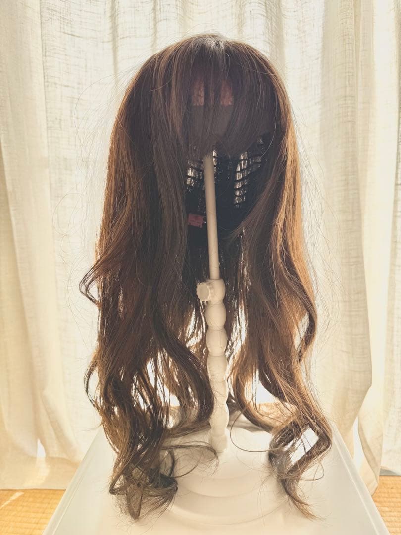 ブラウン ロングウェーブウィッグ 前髪あり