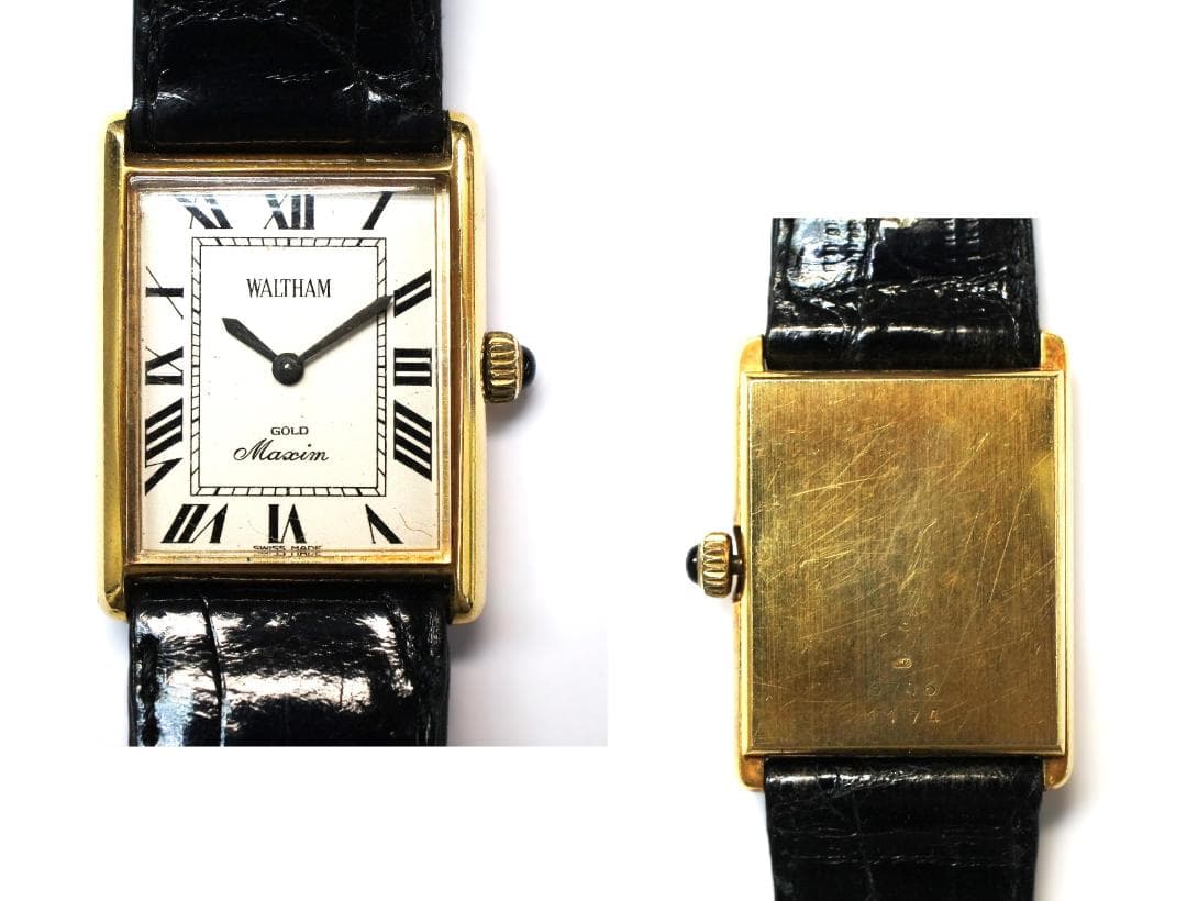 ウォルサム ゴールド マキシム 18K 手巻き 時計 クロコベルト【稼働品】