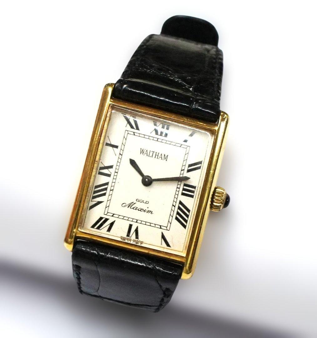 ウォルサム ゴールド マキシム 18K 手巻き 時計 クロコベルト【稼働品】