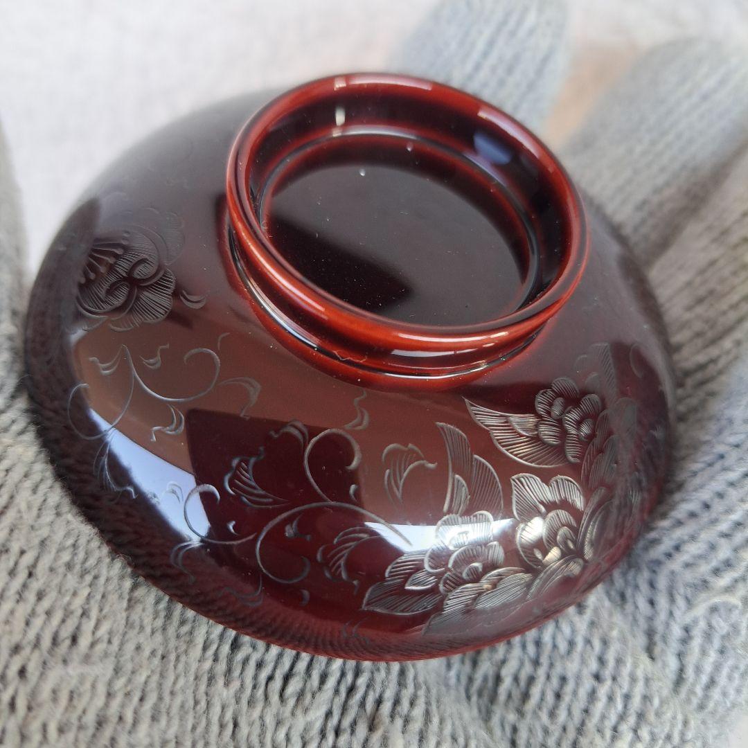 【輪島塗　五島屋謹製　小吸物椀×5客】布着本堅地　沈黒　西村国峰作　 共箱なし