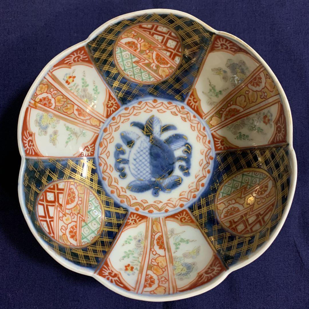 古伊万里　染錦手皿　小鉢5客　アンティーク　お値下げしました。