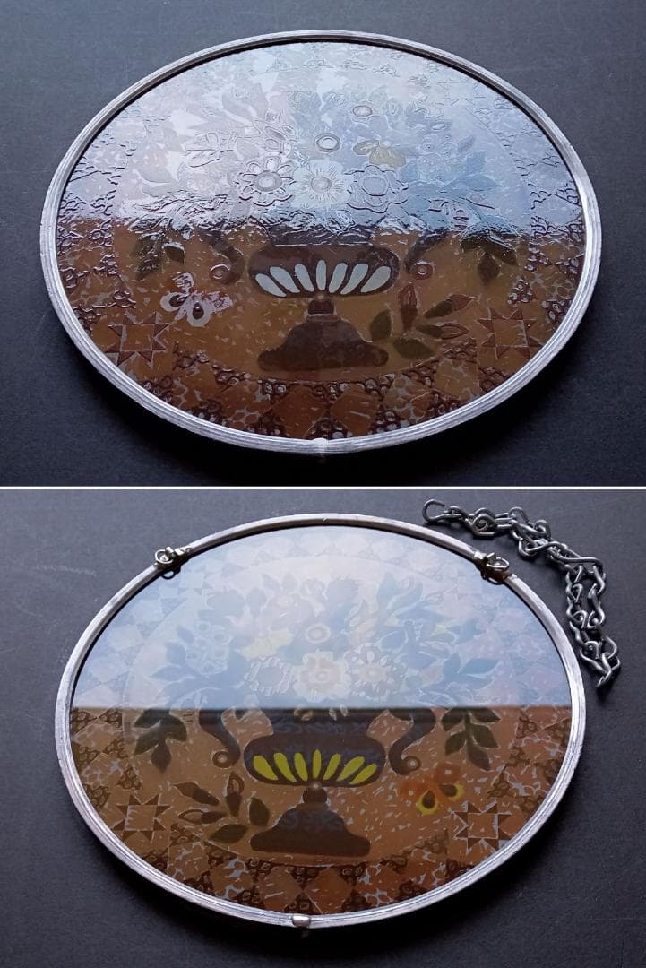 アメリカ ステンドグラス 花瓶キルト柄 グラスマスターズ社