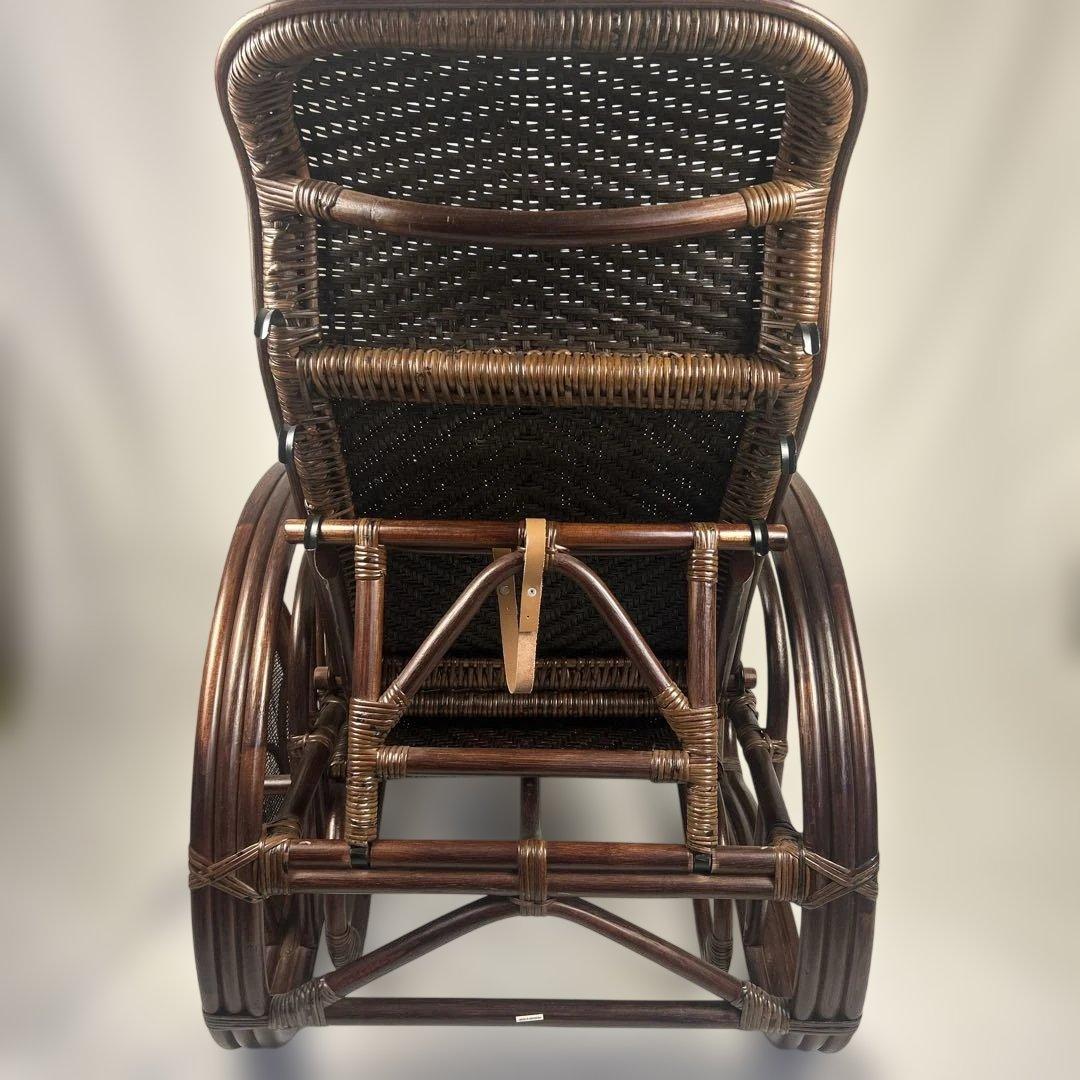 【良品】ラタン製 リクライニングチェア 1人掛けソファー　オットマン付き　籐家具