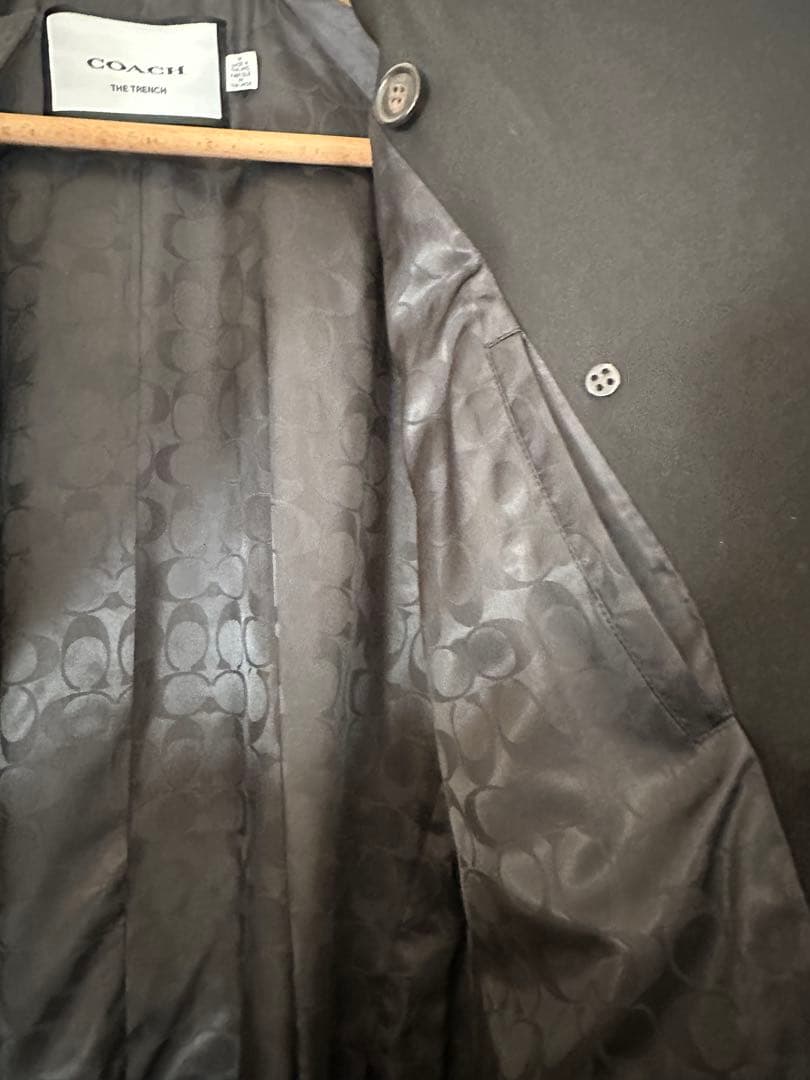 美品　コーチ　メンズ　トレンチコート　ブラック Ｍ(日本サイズＬ位)