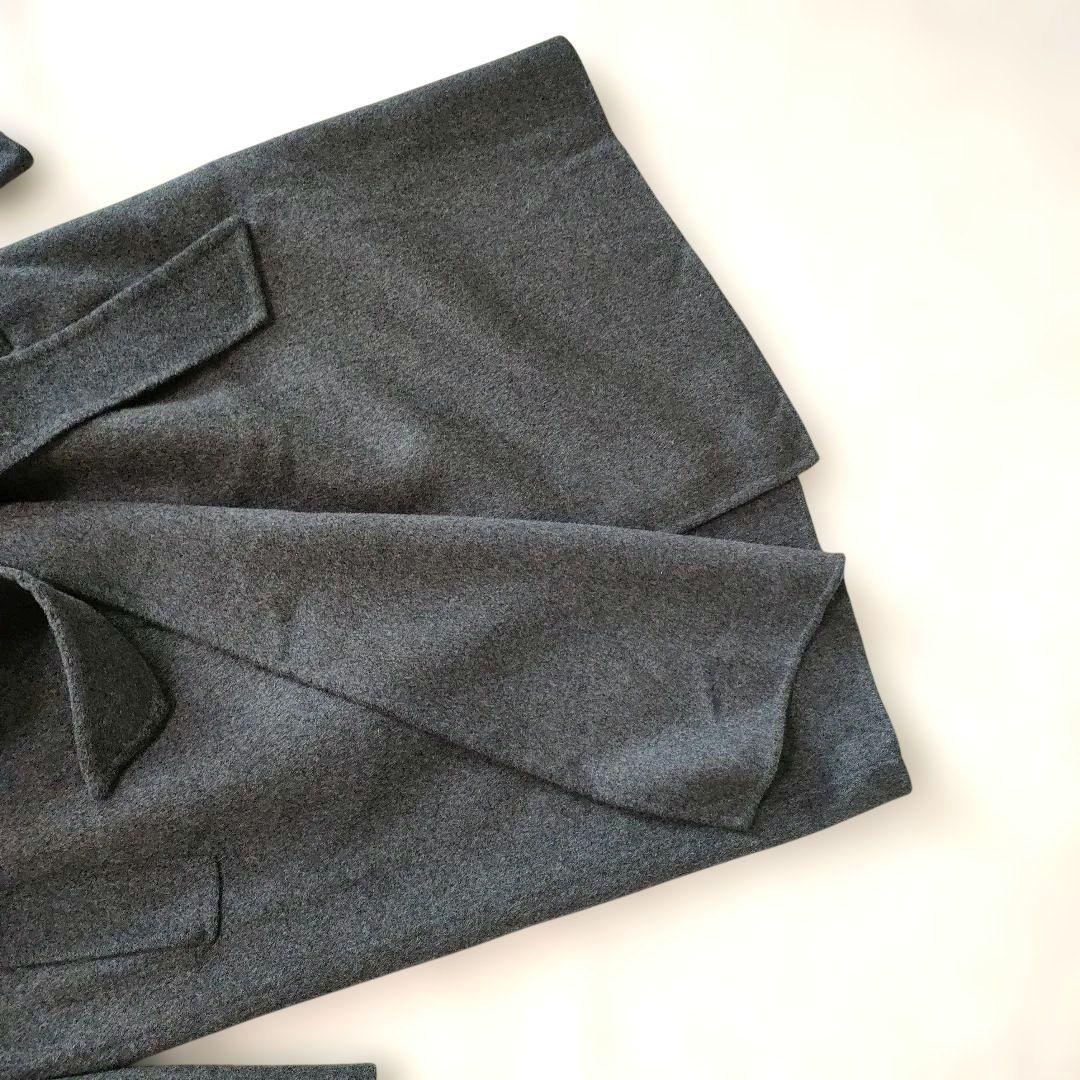 ICB ウール カシミヤ混 リバー ベルテッドコート S グレー