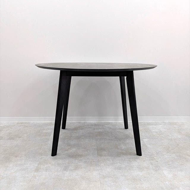 ブラックモダンラウンドダイニングテーブル