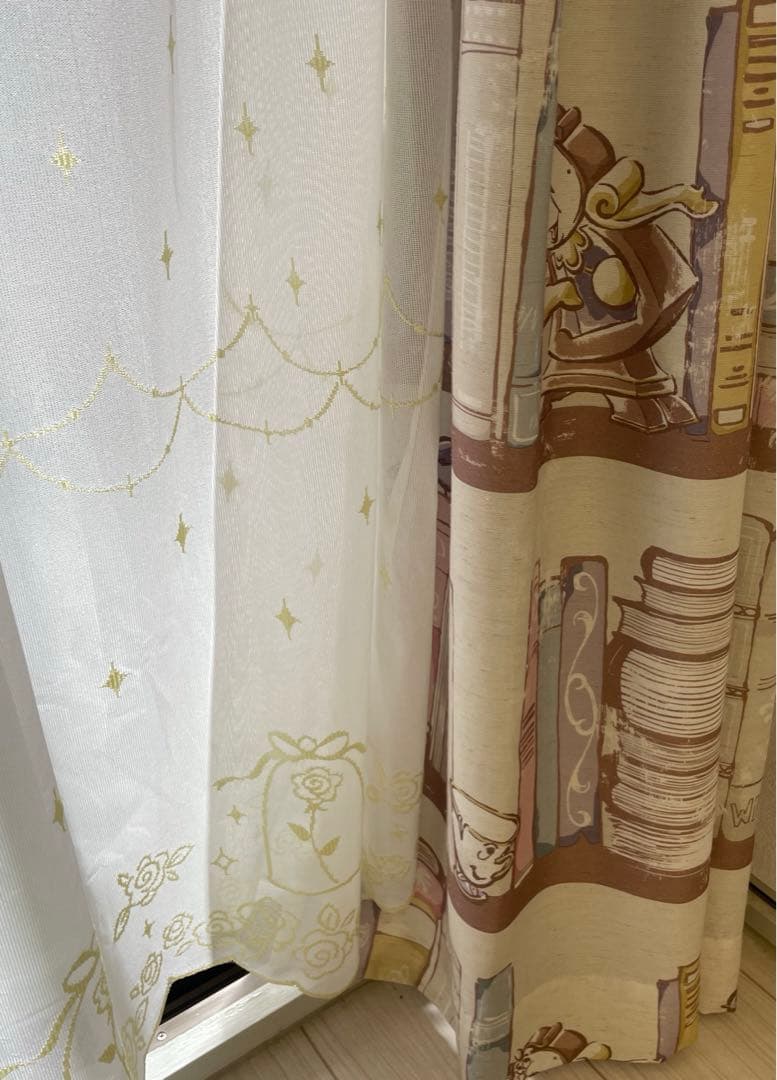 美女と野獣 裏地付 遮光カーテン レースカーテン