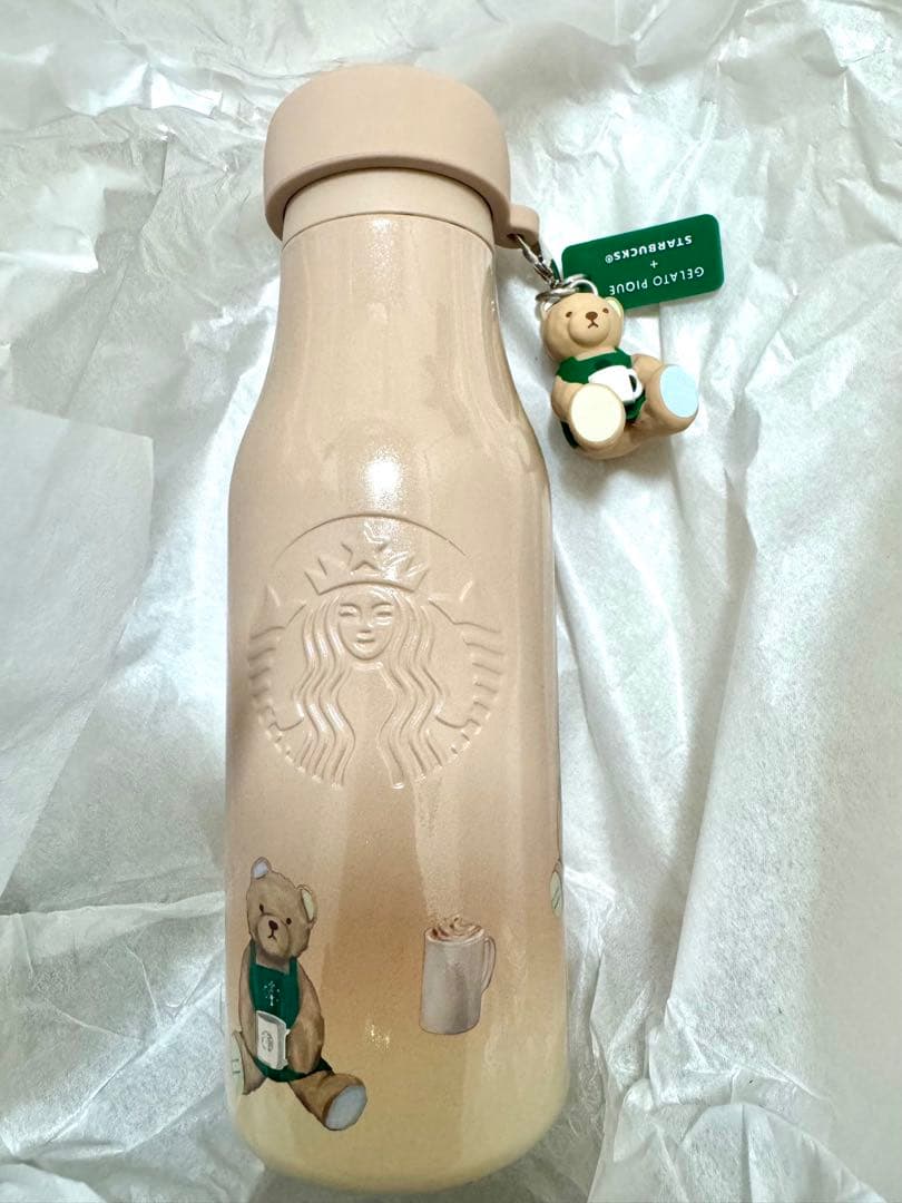 ジェラピケ　ジェラートピケ リッドカバーベアチャーム 付き　ステンレスボトル