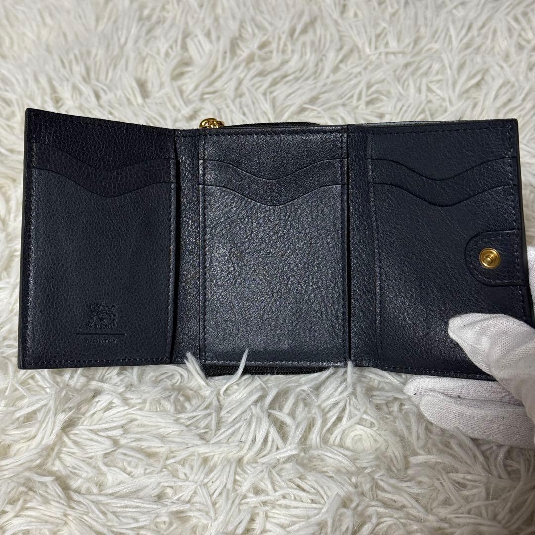 未使用✨IL BISONTE イルビゾンテ レザー　三つ折り財布　ネイビー