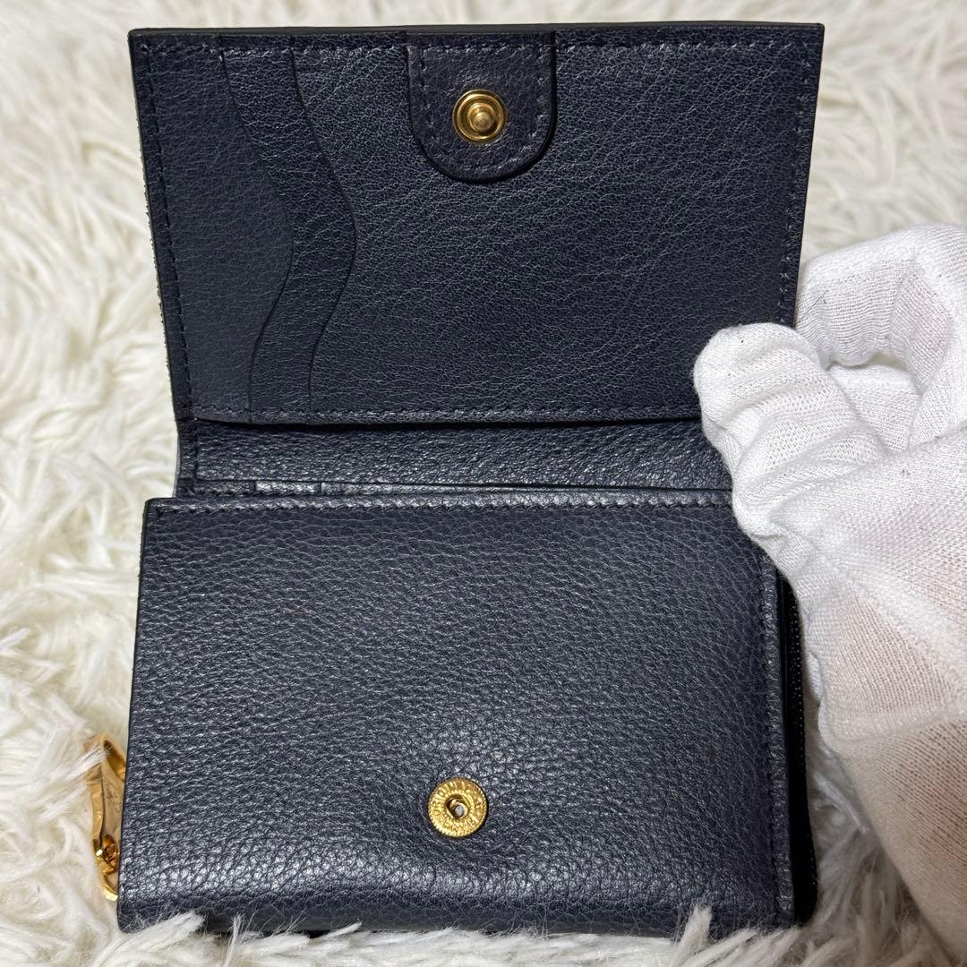 未使用✨IL BISONTE イルビゾンテ レザー　三つ折り財布　ネイビー