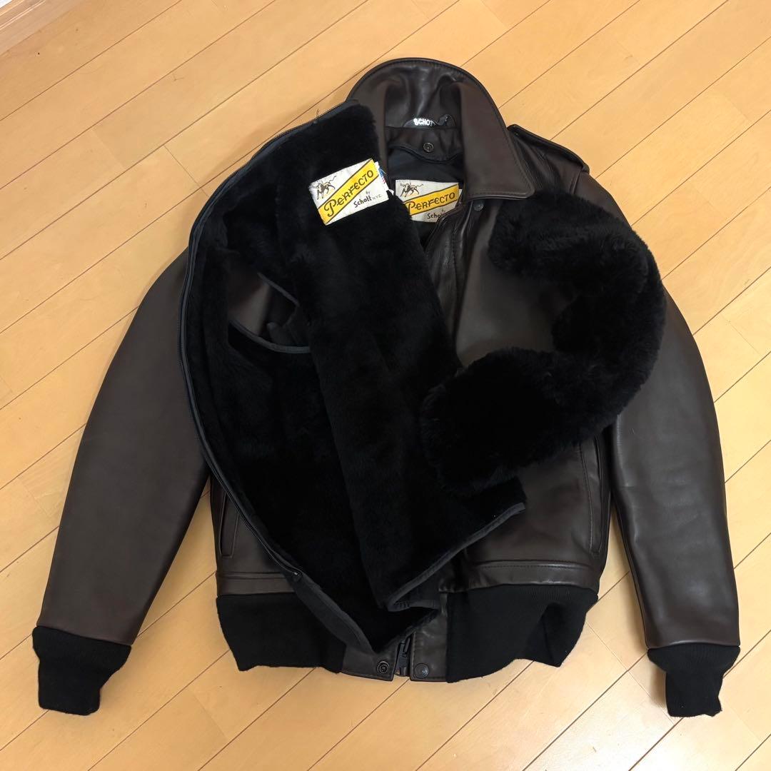 schott G-1 A-2 ダークブラウン　リアルレザー　36ロング　ケンコバ