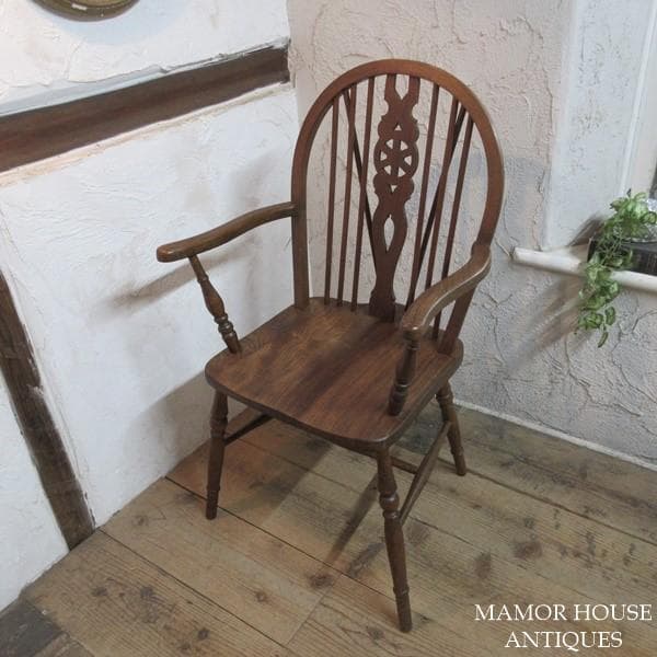 イギリス アンティーク 家具 アームチェア キッチンチェア 英国 4734e