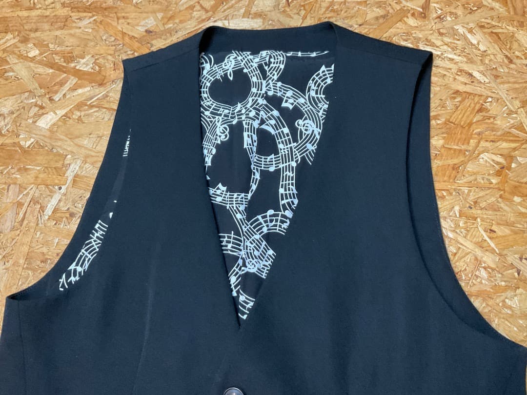 ナンバーナイン 日本製 裏地音符柄 ウールベスト ジレ size M