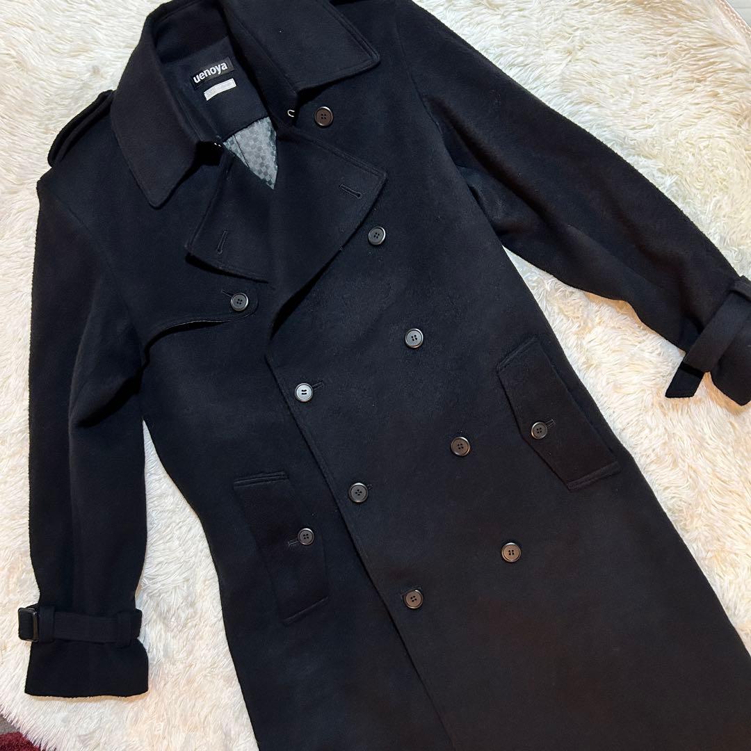 上野屋 uenoya アンゴラ混 ウール ロングコート ダブルブレスト