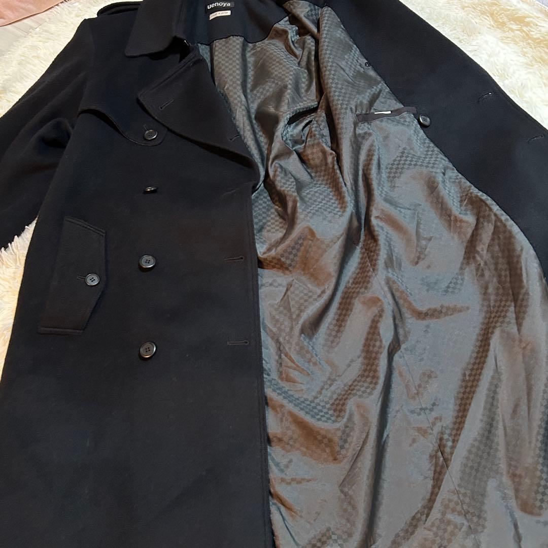 上野屋 uenoya アンゴラ混 ウール ロングコート ダブルブレスト