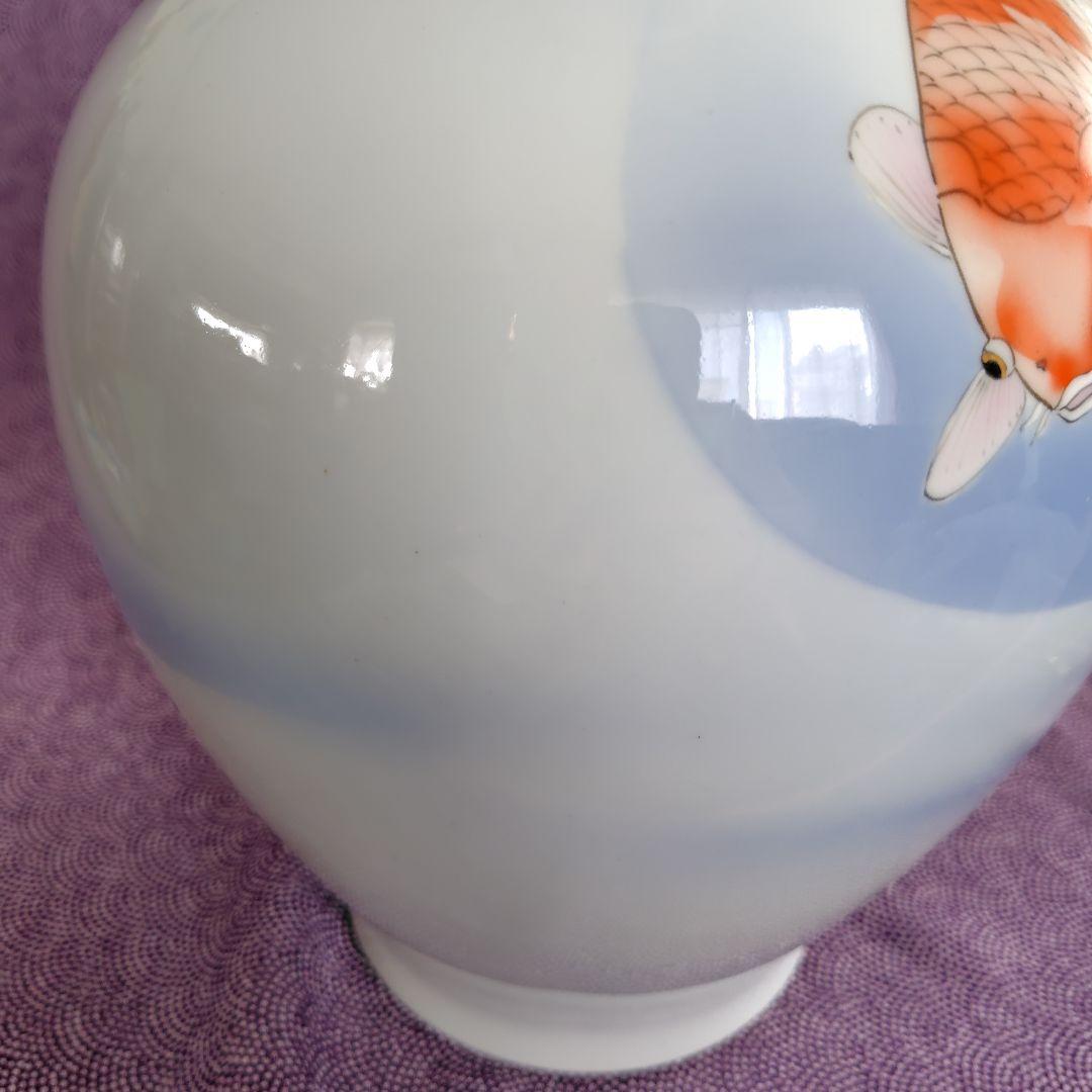 【未使用】深川製磁☆オールド深川☆錦鯉絵☆花瓶☆宮内庁御用達☆美術有田焼☆木箱付