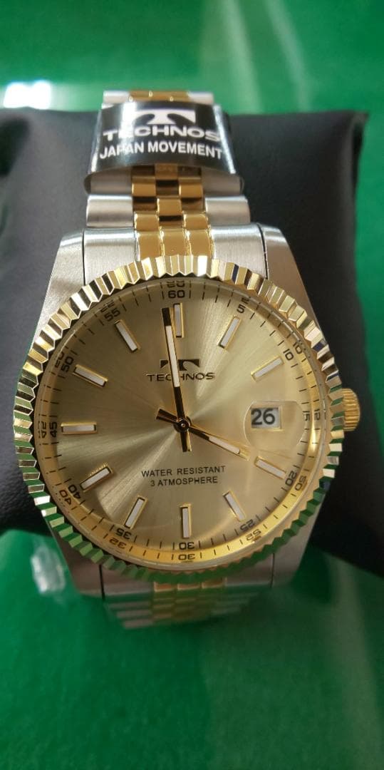 テクノスデイト付メンズクオーツウオッチT6C10TC　ゴールド