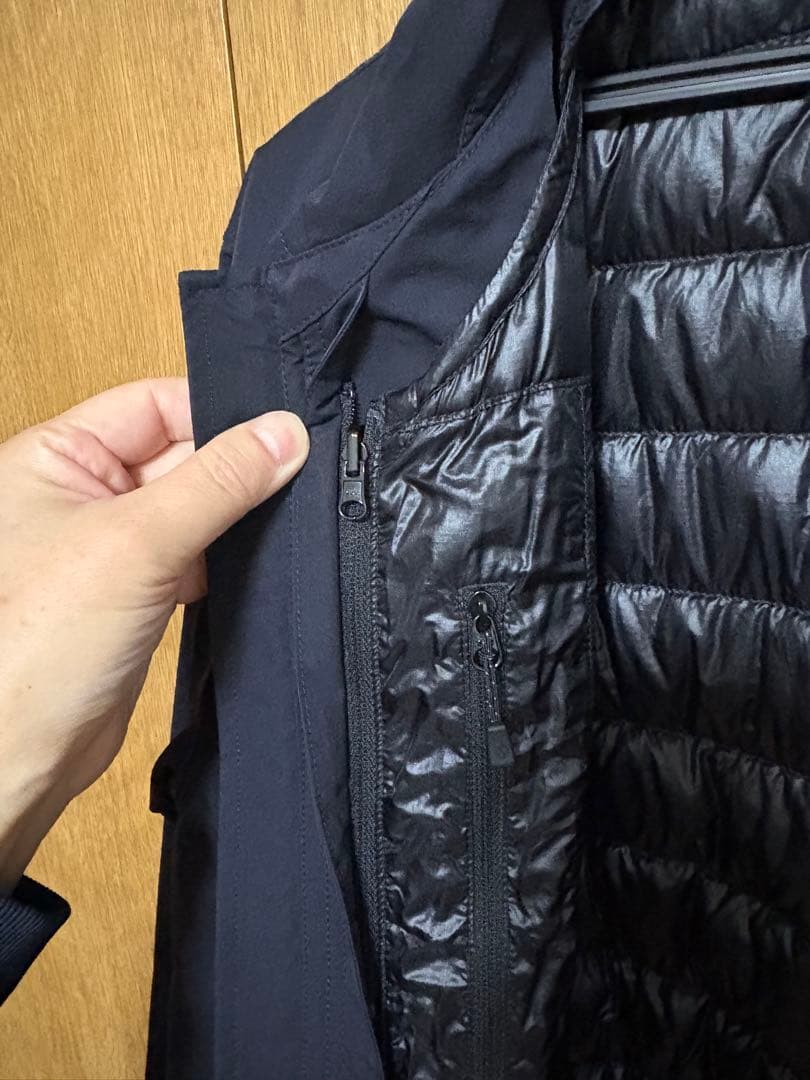 モンベル ダウンライナーコート ロングダウン インナーダウン付き ネイビー S