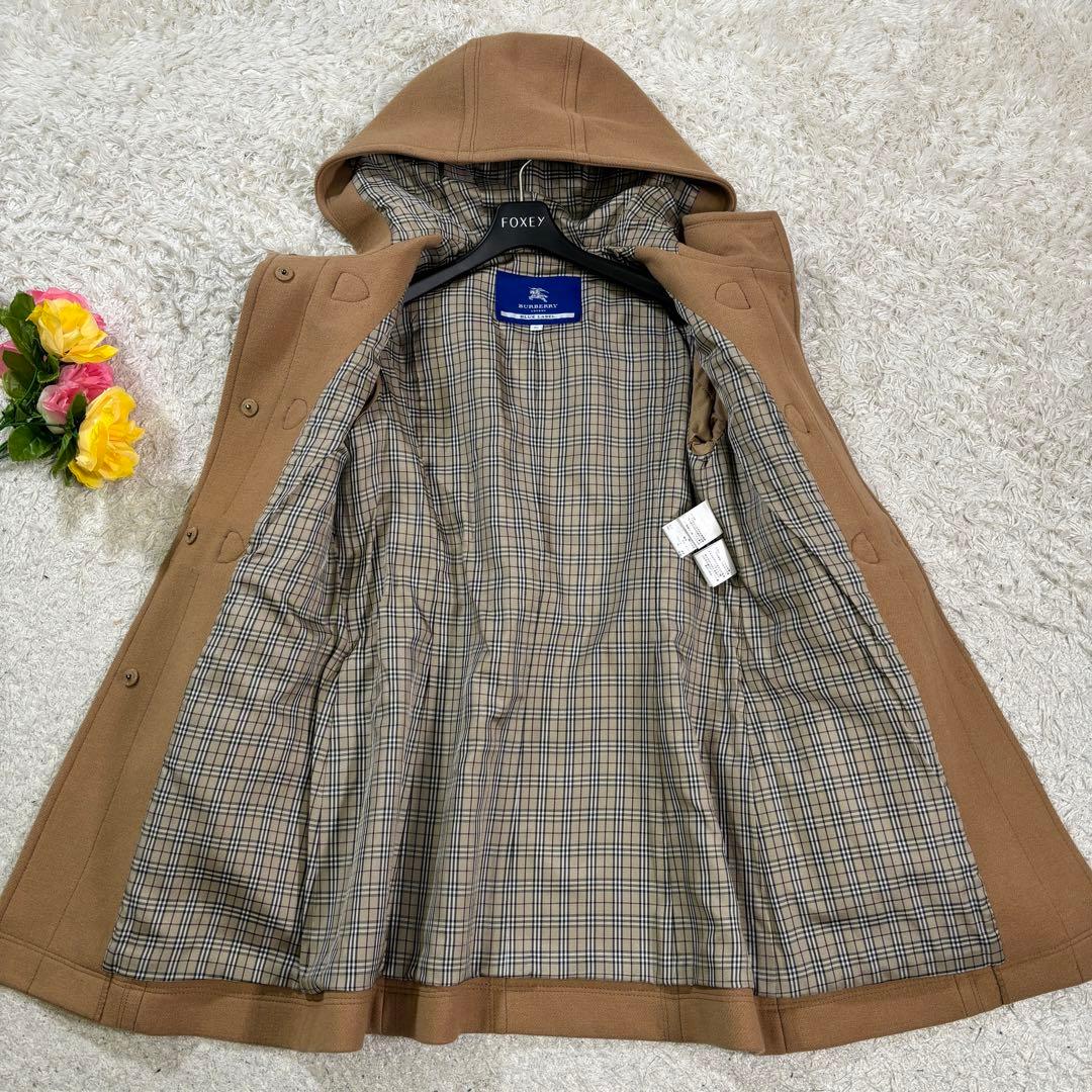バーバリーロンドンブルーレーベル　ノバチェック　　トグル　ダッフルコート　38
