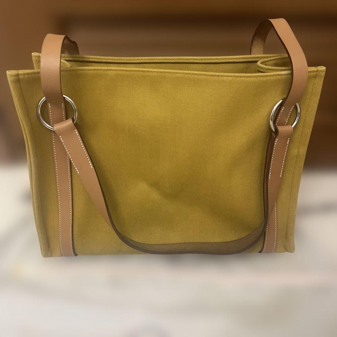 エルメス　イエロー キャンバストートバッグ