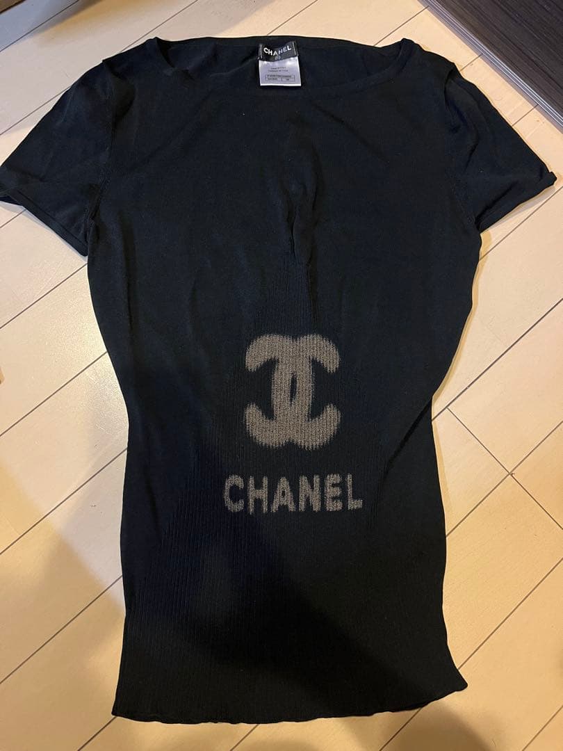 正規品　CHANEL ブラック 半袖 トップス　サマーニット