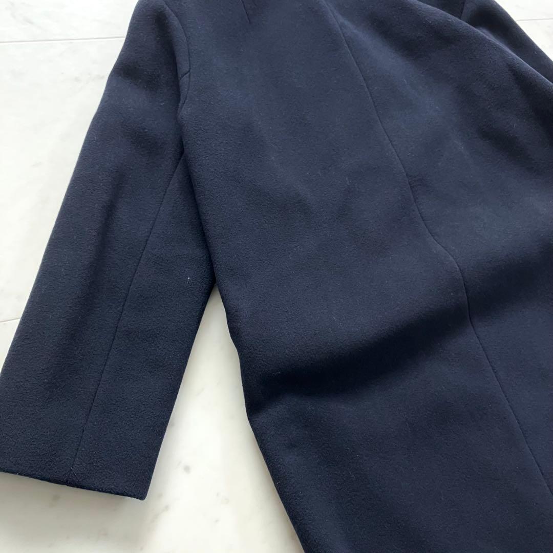 ノーブル MTRチェスターディテールVカラーコート ネイビー 36 カシミヤ混