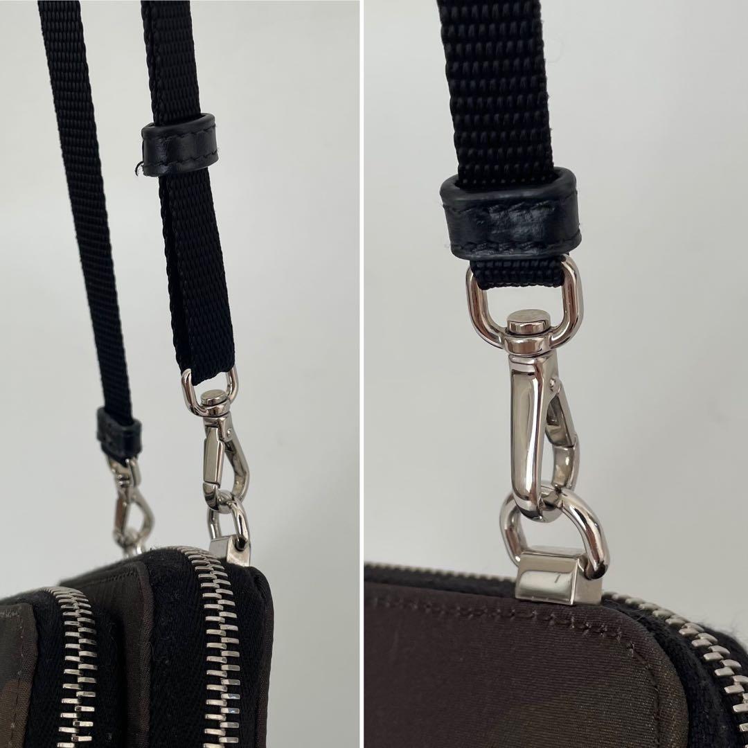 【未使用級】プラダ ショルダーストラップ 迷彩 三角ロゴ 黒 ナイロン