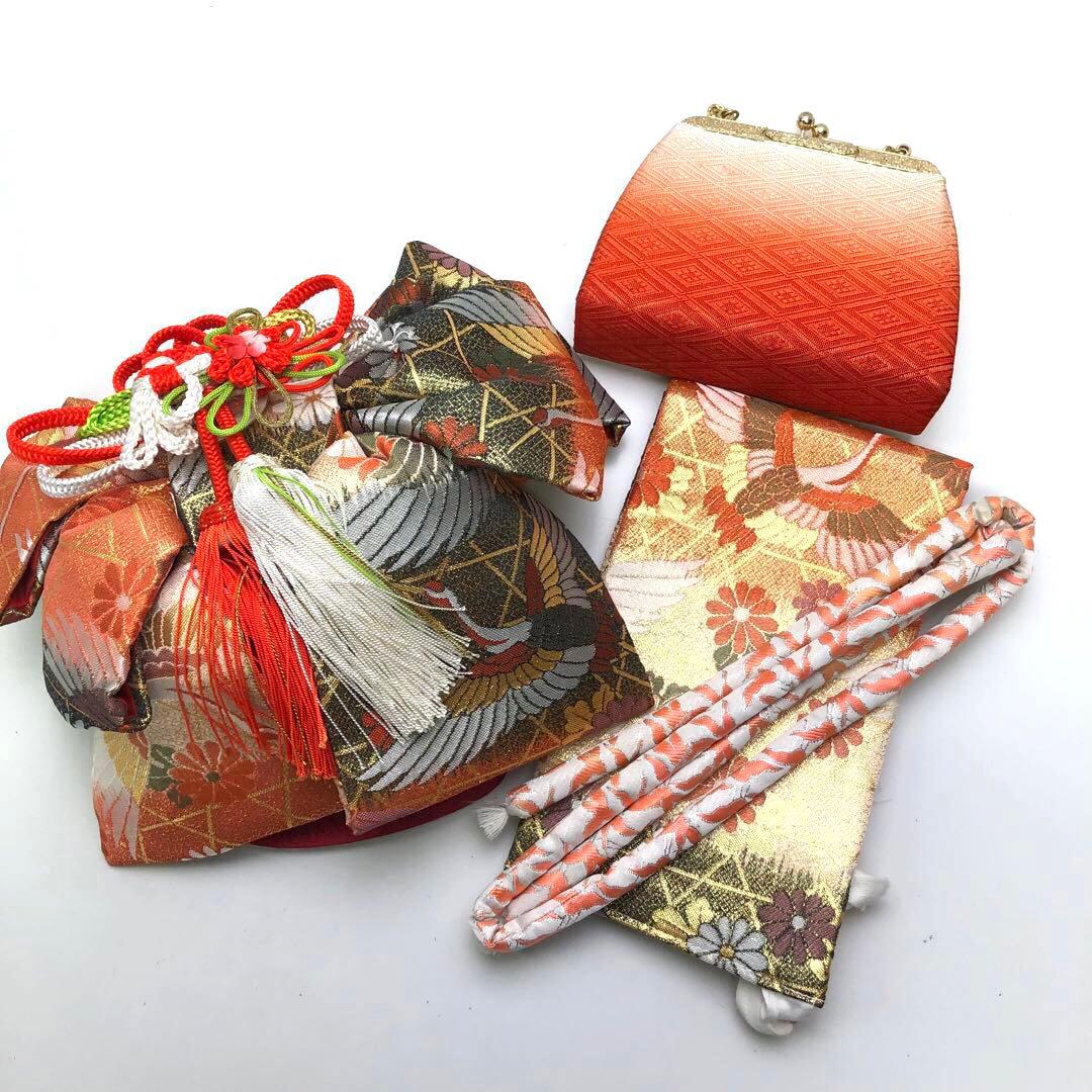 子供着物 子供帯 作り帯 バック 丸くげ付 セット 七五三 3歳 CO-8124