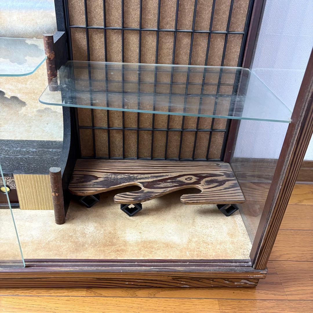 昭和レトロ ガラス製 飾り棚 木枠 木製 ガラスケース 人形ケース