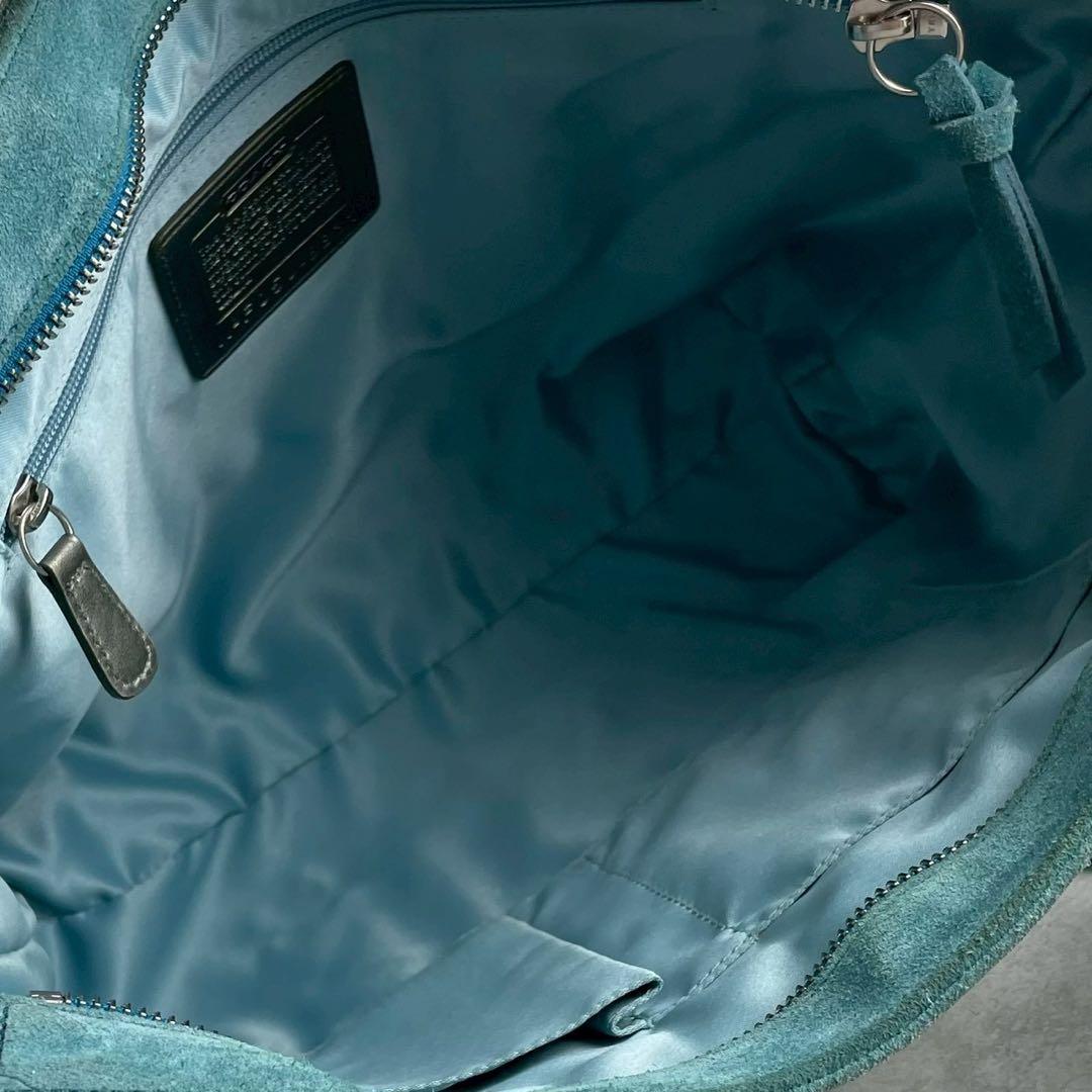 コーチ　ビーデッド　ギャラリー トート　ビーズ　スエード　ターコイズブルー