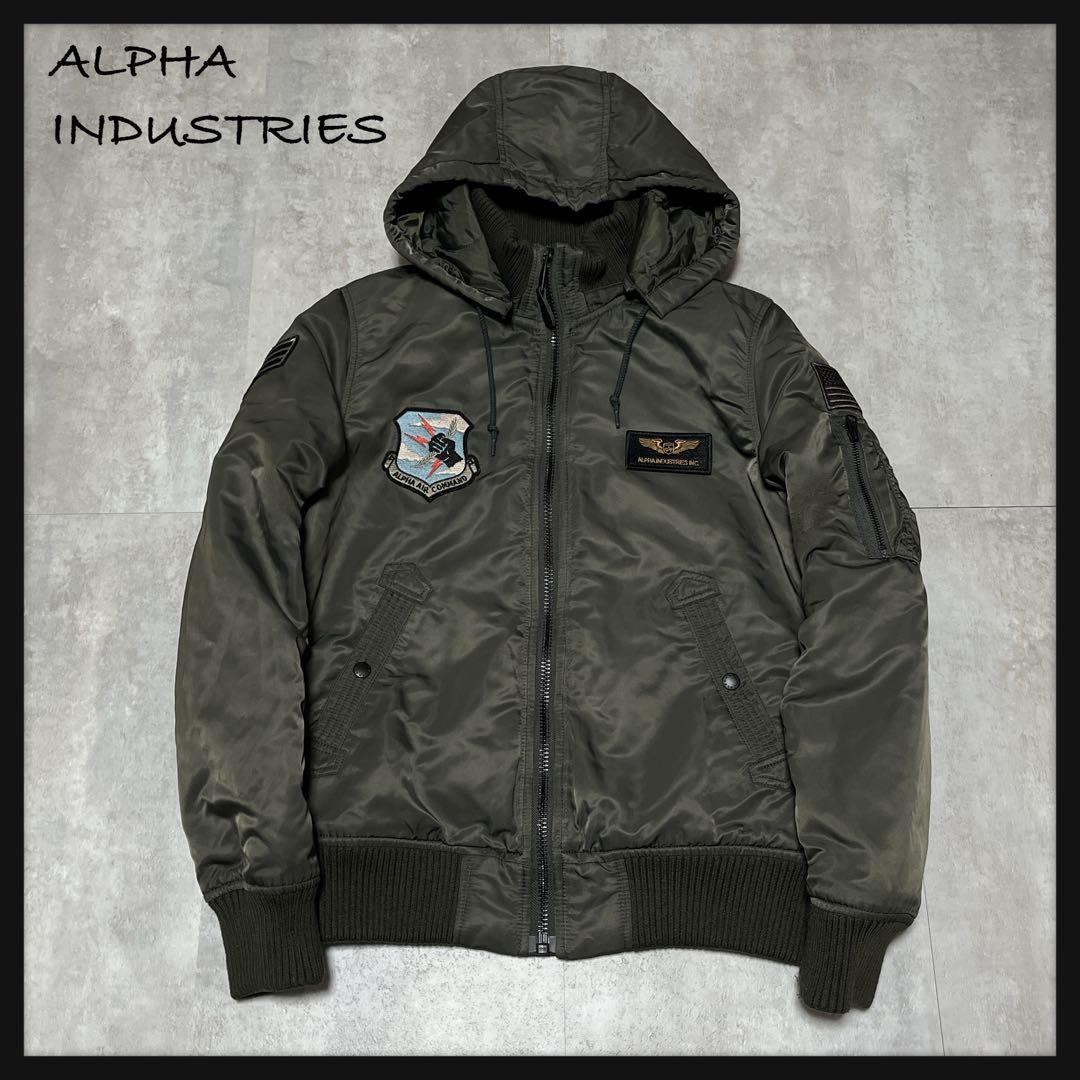 【アルファインダストリーズ】MA-1 フライトジャケット L カーキ ワッペン