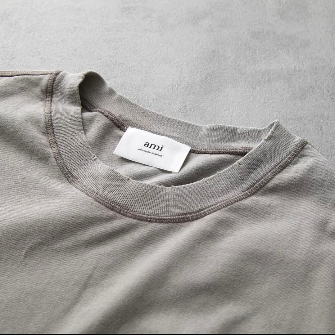 ami paris アミパリス 長袖カットソー ダメージ加工 レイヤード