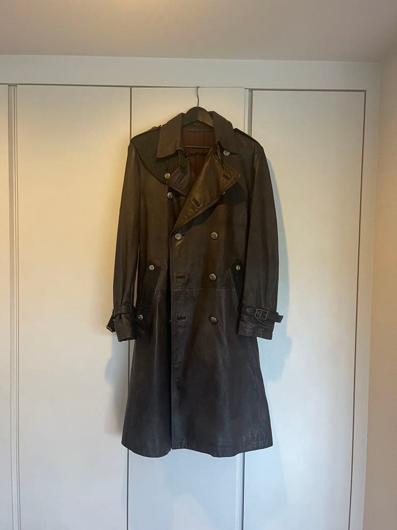 k*0様 PRIGS ブラウンレザー トレンチコート 48