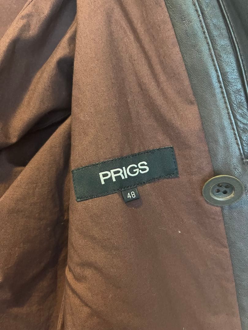 k*0様 PRIGS ブラウンレザー トレンチコート 48