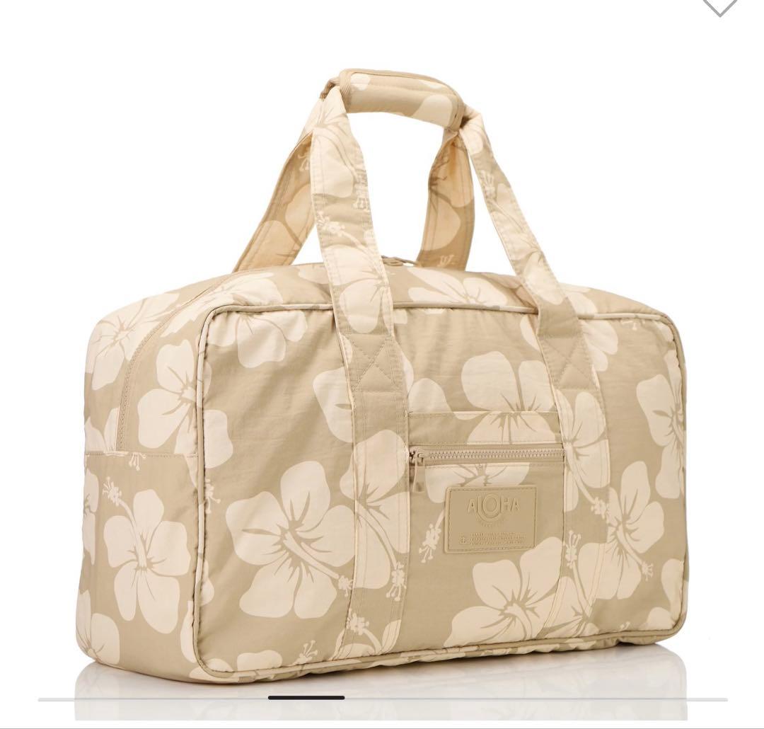 アロハコレクション　ベージュ　ハイビスカス　ボストンバッグ　完売　新品タグ有り