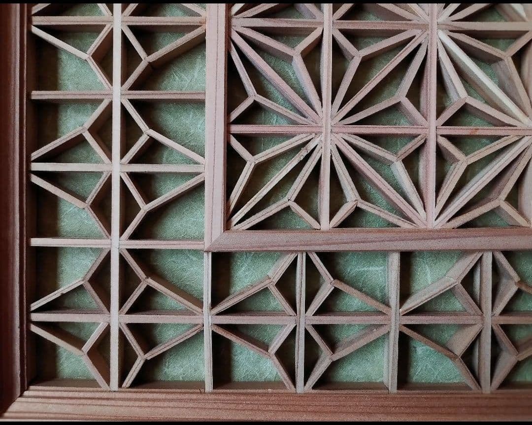 208 ❣️特価❣️麻の葉組子　組子絵柄 2枚一組木製額縁