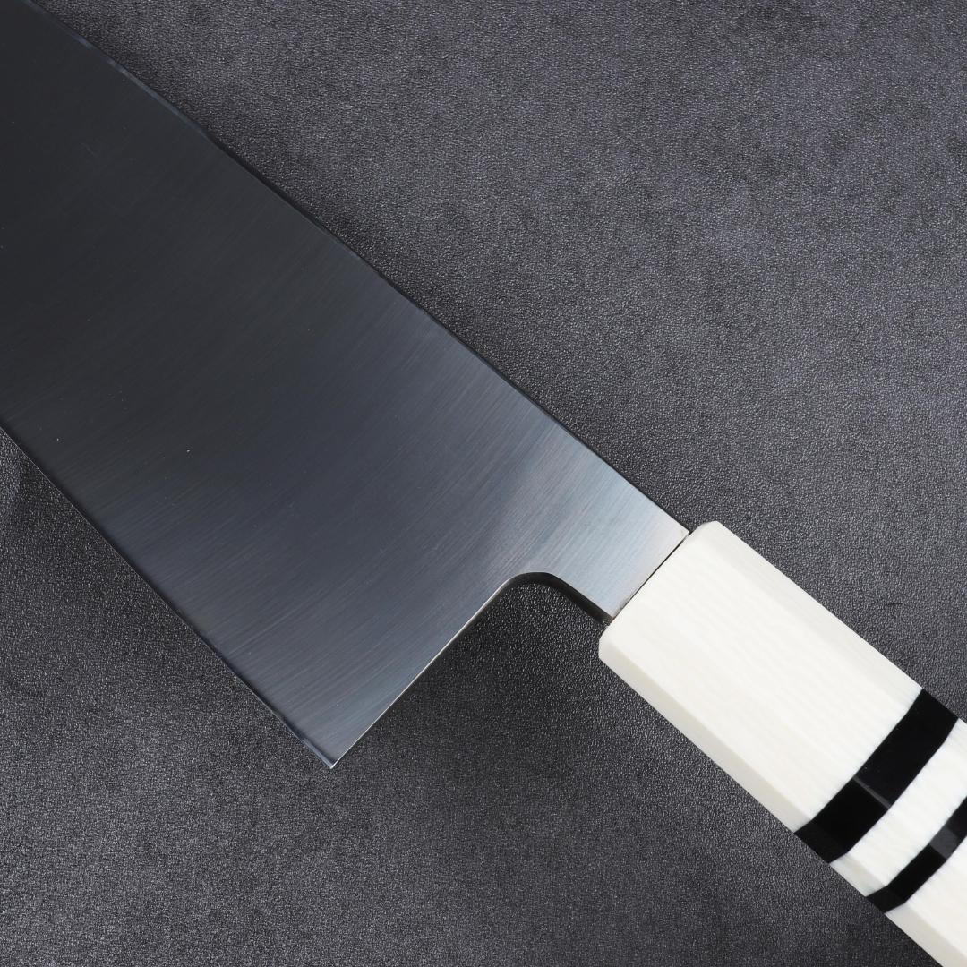 6882 出刃包丁 6寸 刃渡り180mm 刺身包丁 人工象牙黒三本巻八角柄