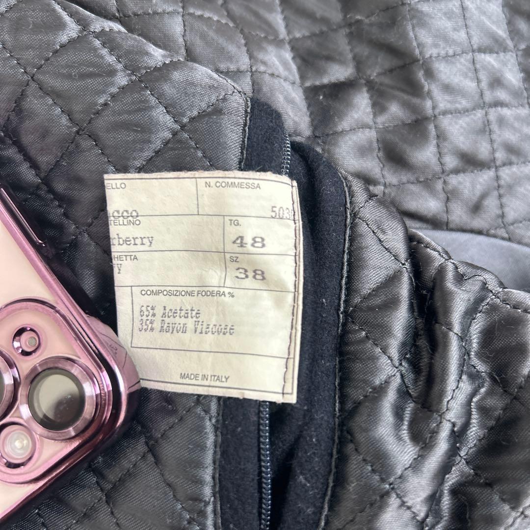 ネイビー ステンカラーコート ウール混合