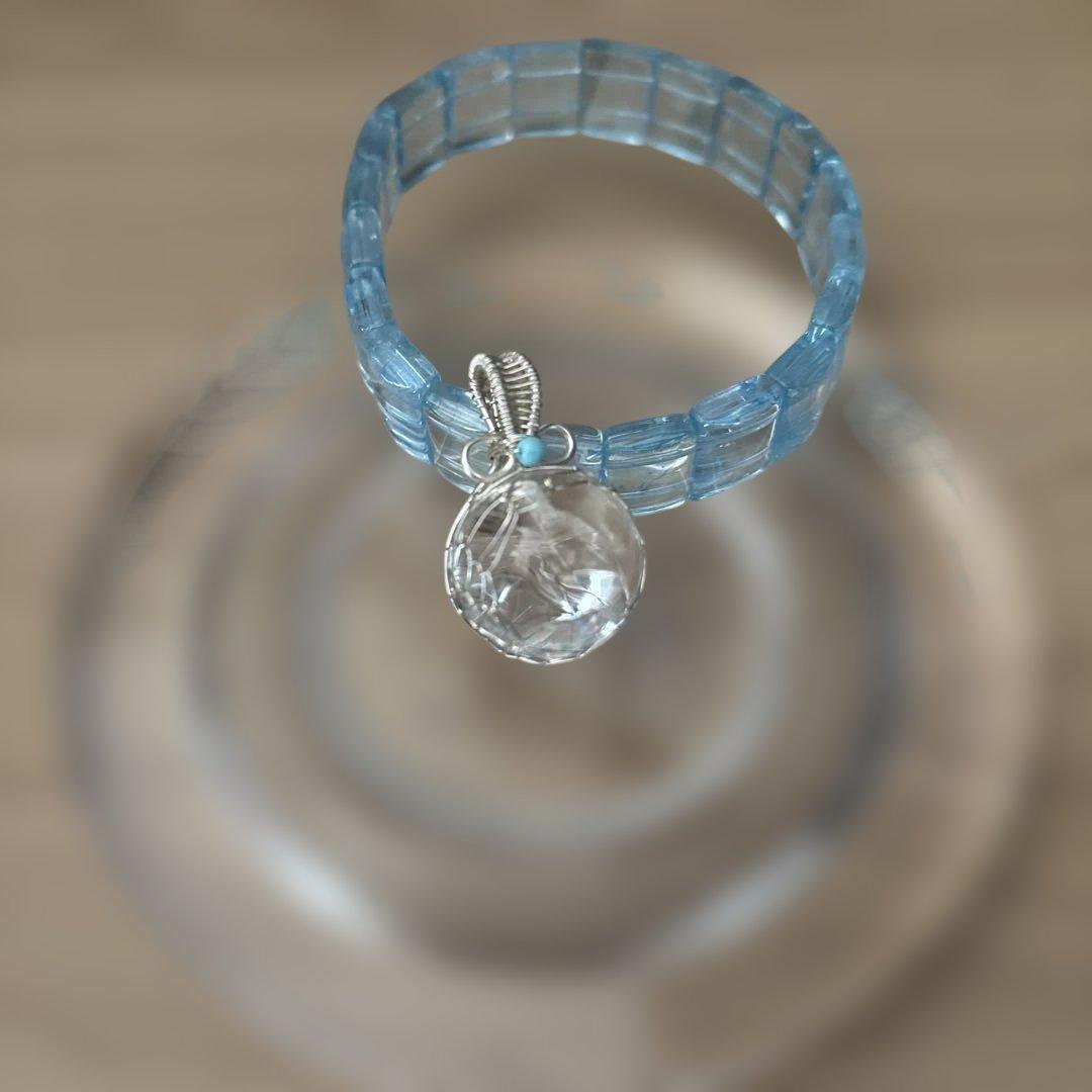 アクアマリン天然石ブレスレット　シルクブレスレットポーチ付き7 ※あきぽん