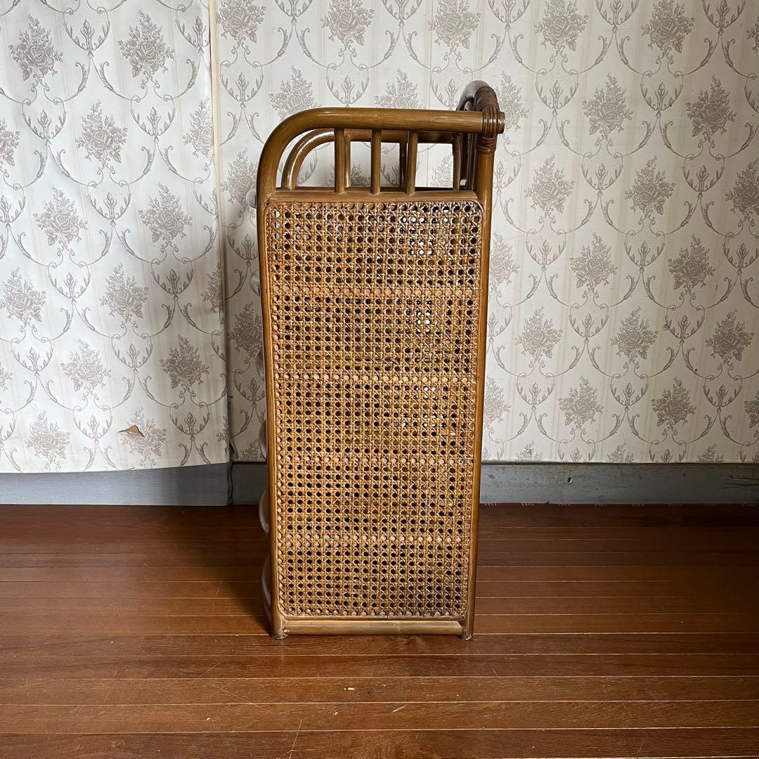 【アンティーク】籐 ラタン 収納棚 靴棚 シューズラック 飾り棚 シェルフ