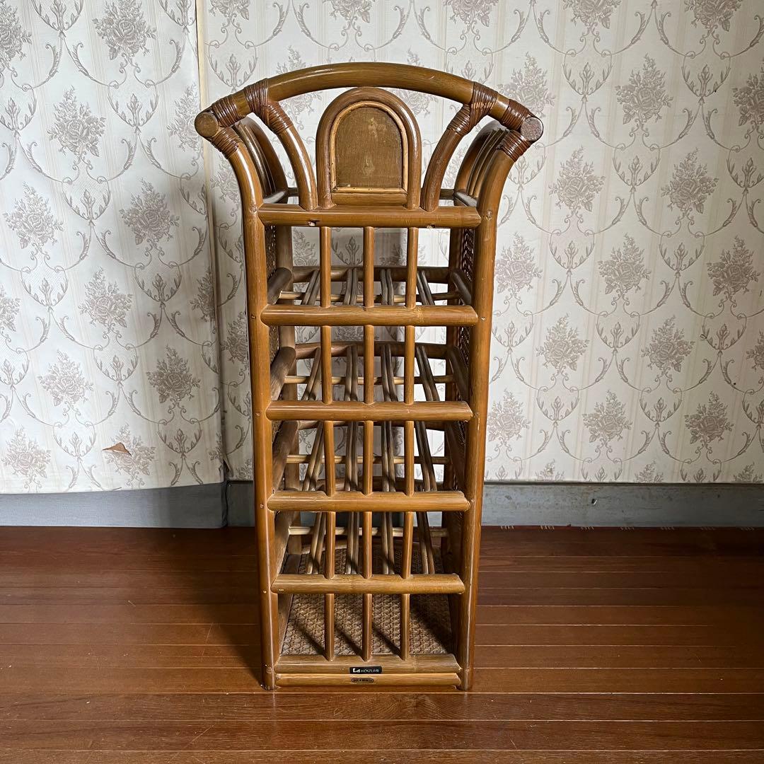【アンティーク】籐 ラタン 収納棚 靴棚 シューズラック 飾り棚 シェルフ