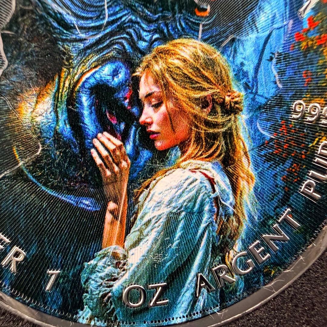 メイプルリーフ 銀貨 カラー 美女と野獣 コングをなだめる女性 1オンス 1oz
