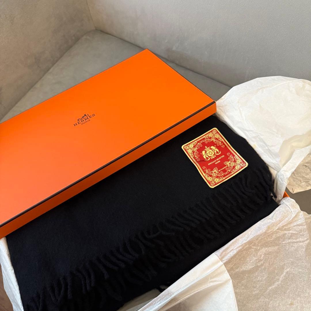 エルメス マルジェラ期 カシミヤ マフラー ストール ブラック 大判