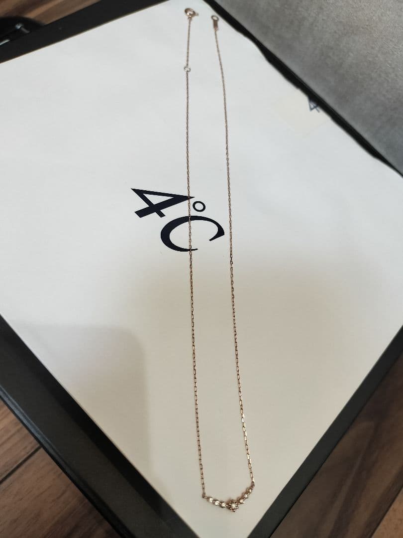 4℃ K10ピンクゴールド ダイヤモンドリング・K10ネックレス セット(箱付)