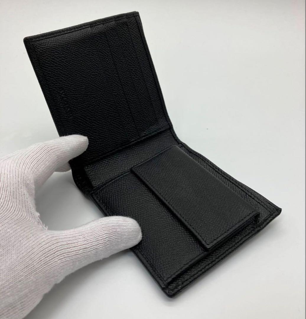 新型 極美品 ブルガリ ブルガリマン 二つ折り財布 ブラック 鑑定済