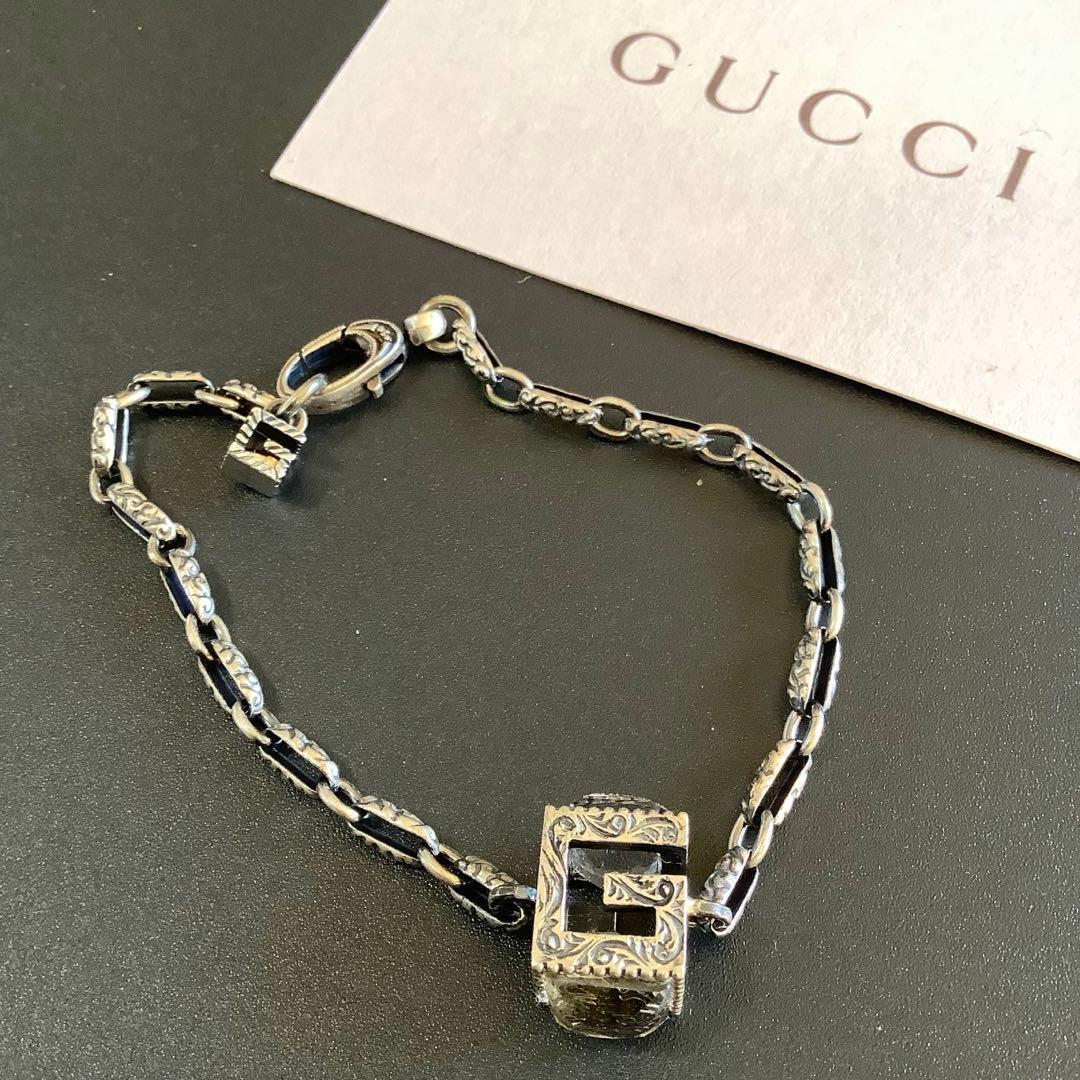 GUCCI スクエアG キューブ アラベスク ブレスレット シルバー 18