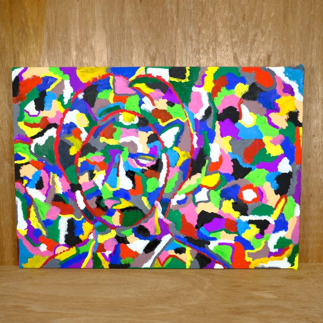 アンティーク　レディメイド絵画作品　カラフル　アート　油絵　オブジェ　古道具